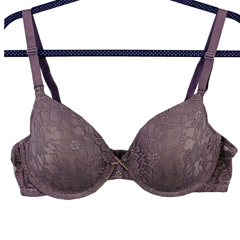 Loving Moments by Leading Lady 38C Nursing Bra Lavender Lace Underwire‎ Padded